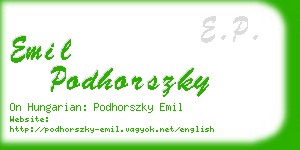 emil podhorszky business card